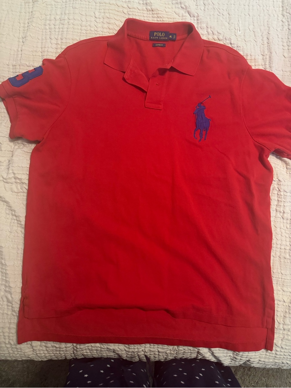 Ralph Lauren Men's Red Polo with Blue Pony Embroidery